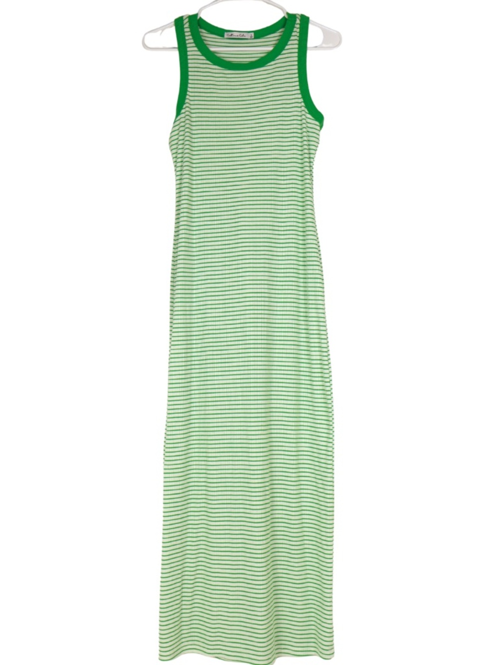 Culture Code Dress Womens S Green White Striped Sleeveless Maxi Tank Dress